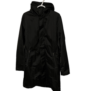 Izzue Black Knee Length Hooded Coat Size 4